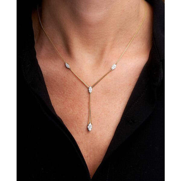 bvh C u fB[X lbNXE`[J[Ey_ggbv ANZT[ Diamond Cluster Elongated Lariat Necklace (1/2 ct. t.w.) in 14k Gold, 16