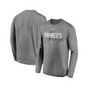 ナイキ レディース Tシャツ トップス Men's Heather Gray New York Yankees Authentic Collection Team Logo Legend Performance Long Sleeve T-shirt Heather Gray