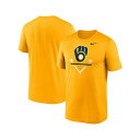 ナイキ レディース Tシャツ トップス Men's Gold Milwaukee Brewers Icon Legend T-shirt Gold