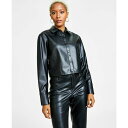 バースリー レディース ジャケット＆ブルゾン アウター Women 039 s Cropped Faux-Leather Jacket, Created for Macy 039 s Deep Black