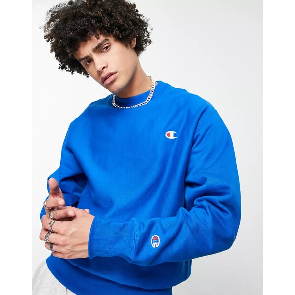 チャンピオン メンズ パーカー・スウェットシャツ アウター Champion small logo sweatshirt in blue BLUE