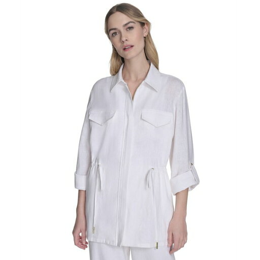 ホルストンヘリテイジ レディース カットソー トップス Women's Zip-Front Drawcord-Waist Collared Top Cream ホルストンヘリテイジ レディース カットソー トップス Women's Zip-Front Drawcord-Waist Collared Top Cream
