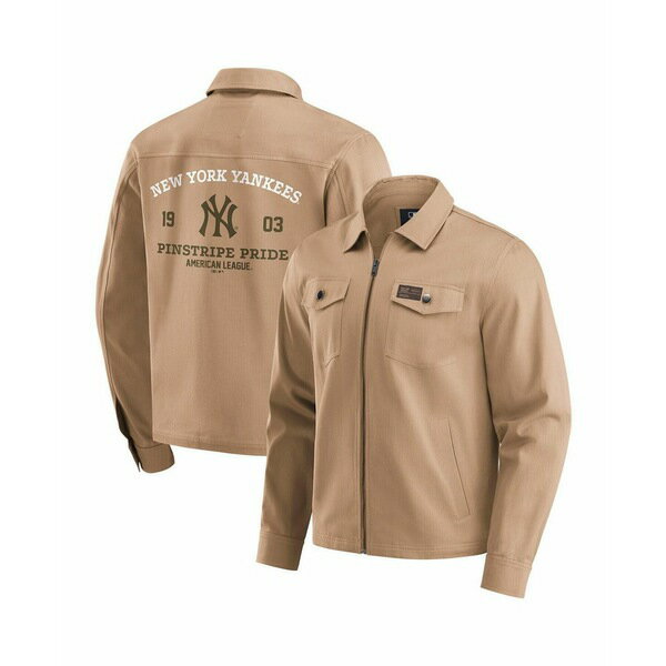ファナティクス メンズ ジャケット＆ブルゾン アウター Darius Rucker Collection by Men'sTan New York Yankees Distressed Washed Full-Zip Jacket Tan