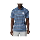 コロンビア メンズ シャツ トップス Men's Carolina Blue North Carolina Tar Heels PFG Super Terminal Tackle Omni-Shade Stripe Polo Shirt Light Blue