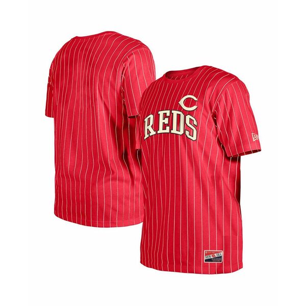 ˥塼   ȥåץ Men's Red Cincinnati Reds Throwback Pinstripe T-Shi...