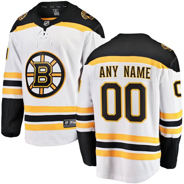 ファナティクス メンズ ユニフォーム トップス Boston Bruins Fanatics Branded Away Breakaway Custom Jersey White