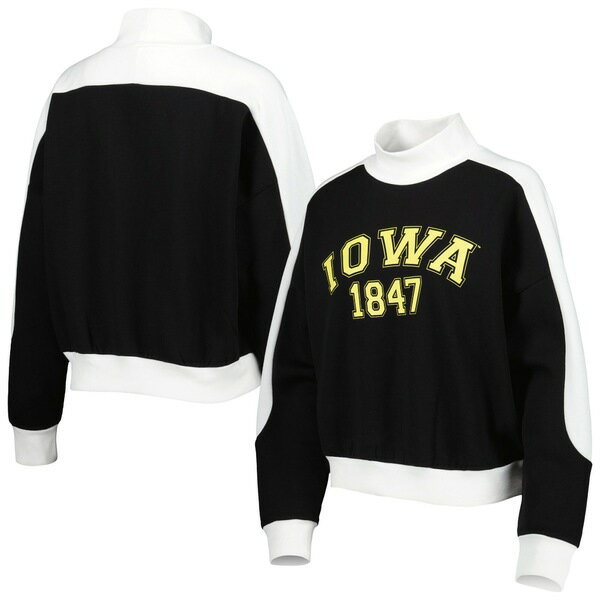 ゲームデイ レディース パーカー・スウェットシャツ アウター Iowa Hawkeyes Gameday Couture Women's Make it a Mock Sporty Pullover Sweatshirt Black 1