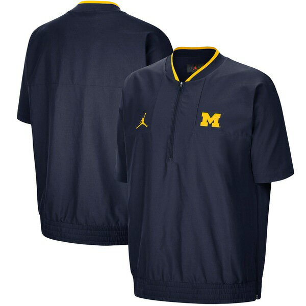 ジョーダン メンズ ジャケット＆ブルゾン アウター Michigan Wolverines Jordan Brand 2021 Coaches Short Sleeve QuarterZip Jacket Navy