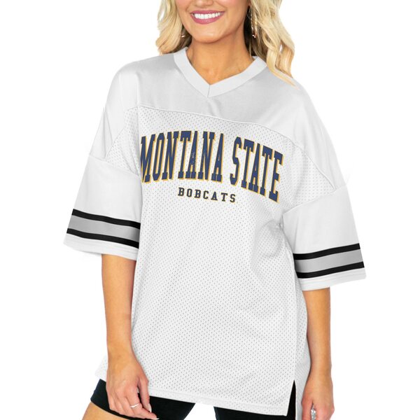 ゲームデイ レディース Tシャツ トップス Montana State Bobcats Gameday Couture Women's Option Play Oversized Mesh Fashion Jersey White