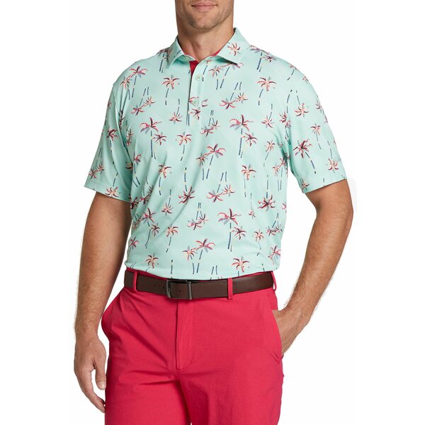 ウォルター・ヘーゲン メンズ シャツ トップス Walter Hagen Men's Performance 11 Novelty Print Golf Polo Remixed Palm Mint Green