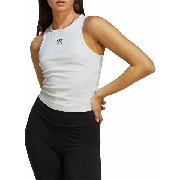 AfB_X fB[X Vc gbvX adidas Originals Women's Adicolor Essentials Rib Tank Top White