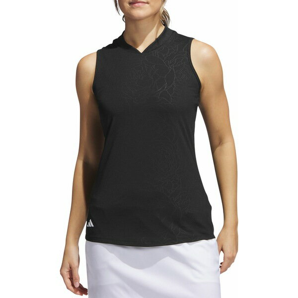 アディダス レディース シャツ トップス adidas Women's Embossed Sleeveless Polo Black