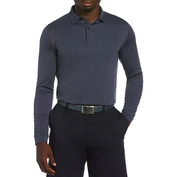 LEFC Y Vc gbvX Callaway Men's Swing Tech Essential Long Sleeve Golf Polo Navy Chambry Heather