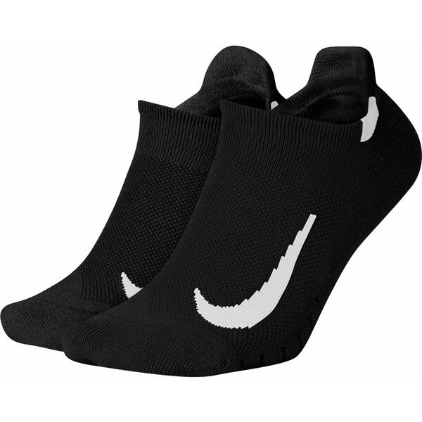 ナイキ メンズ 靴下 アンダーウェア Nike Multiplier Running No-Show Socks 2-Pack Black