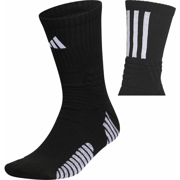 アディダス メンズ 靴下 アンダーウェア adidas Select Maximum Cushion Basketball Crew Socks Black/White