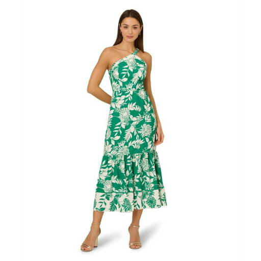 アドリアナ パペル レディース ワンピース トップス One Shoulder Midi Dress Green/White アドリアナ パペル レディース ワンピース トップス One Shoulder Midi Dress Green/White