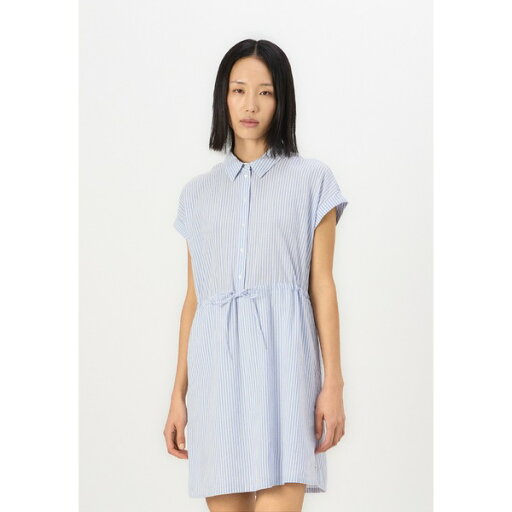 トム テイラー デニム レディース ワンピース トップス STRIPED MINI DRESS - Shirt dress - white blue トム テイラー デニム レディース ワンピース トップス STRIPED MINI DRESS - Shirt dress - white blue