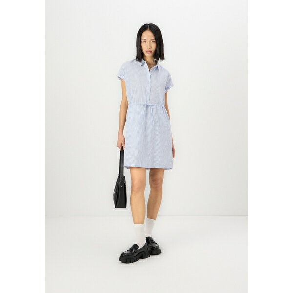 トム テイラー デニム レディース ワンピース トップス STRIPED MINI DRESS - Shirt dress - white blue