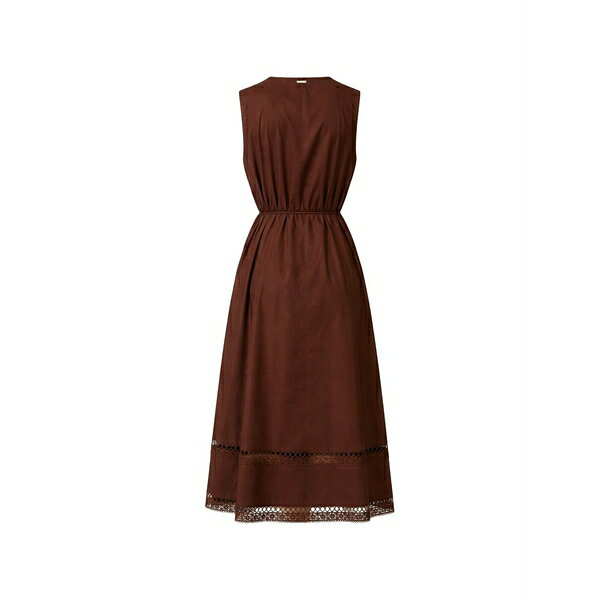 ツインセット レディース ワンピース トップス V-neck embroidery-details midi dress Brown