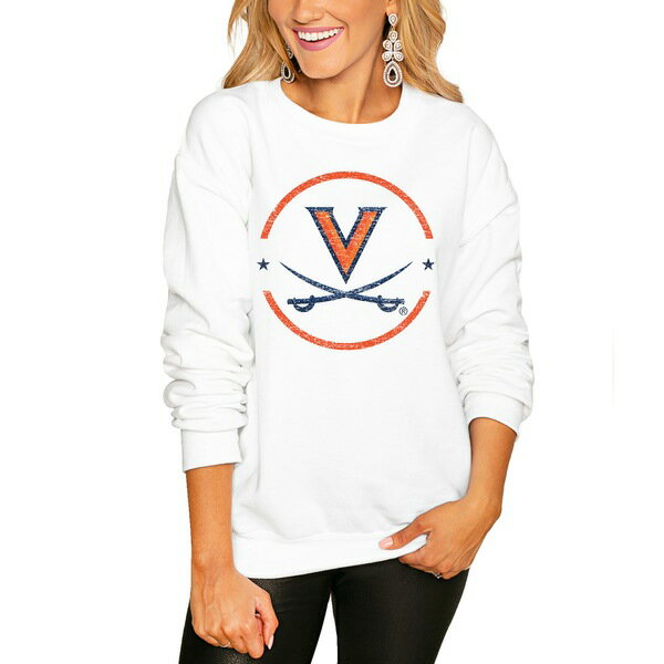 ゲームデイ レディース パーカー・スウェットシャツ アウター Virginia Cavaliers Women's End Zone Pullover Sweatshirt White