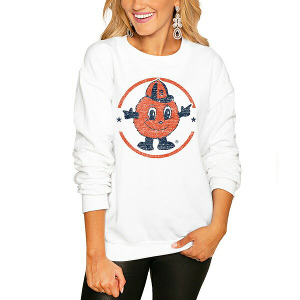 ゲームデイ レディース パーカー・スウェットシャツ アウター Syracuse Orange Women's End Zone Pullover Sweatshirt White