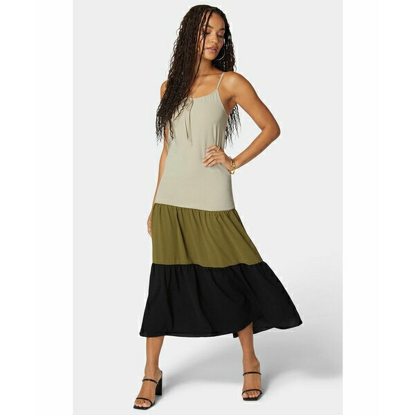 ベベ レディース ワンピース トップス Women's Color Block Tiered Maxi Dress Multi