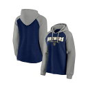 ファナティクス レディース パーカー・スウェットシャツ アウター Women's Navy, Gray Milwaukee Brewers Recharged Raglan Pullover Hoodie Navy, Gray(4)