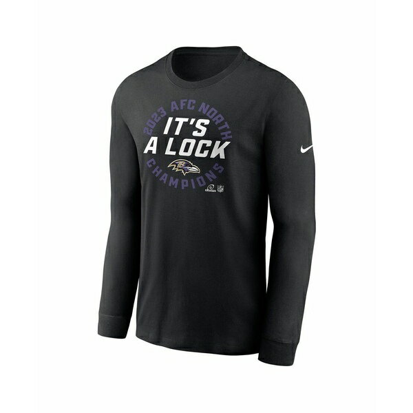 ナイキ メンズ シャツ トップス Men's Black Baltimore Ravens 2023 AFC North Division Champions Locker Room Trophy Collection Long Sleeve T-shirt Black