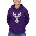 エルエーポップアート レディース パーカー・スウェットシャツ アウター Women's Santa's Reindeer Word Art Hooded Sweatshirt Purple
