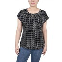 ニューヨークコレクション レディース カットソー トップス Women's Extended Sleeve Top with Grommets Black Wh...