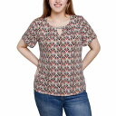 ニューヨークコレクション レディース カットソー トップス Short Sleeve Top with Hardware Diamond Feather