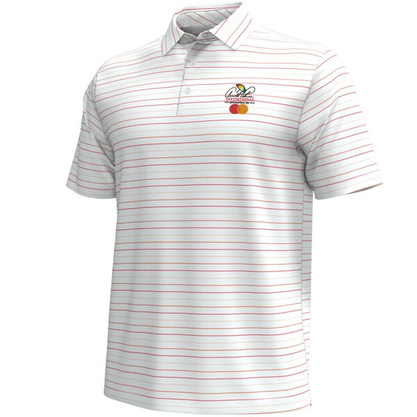 ޡ  ݥ ȥåץ Arnold Palmer Invitational Under Armour T2 Green Trace Stripe Polo White