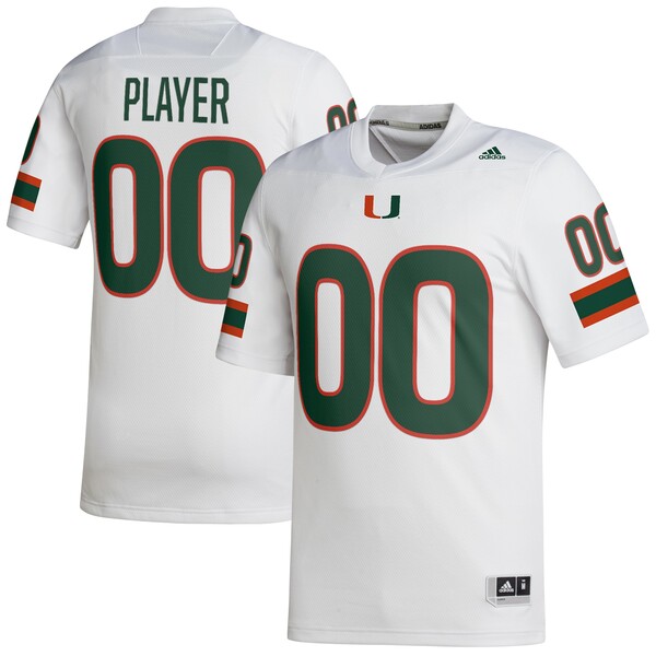 アディダス メンズ ユニフォーム トップス Miami Hurricanes adidas PickAPlayer NIL Replica Football Jersey White