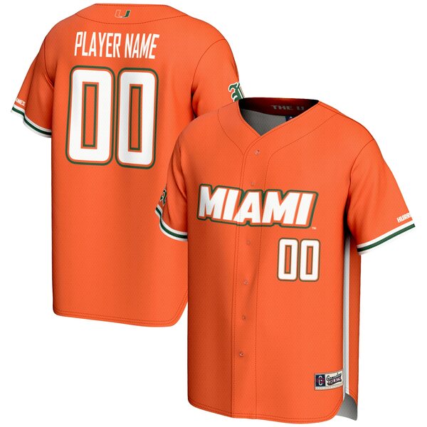ゲームデイグレーツ メンズ ユニフォーム トップス Miami Hurricanes GameDay Greats NIL PickAPlayer Lightweight Baseball Jersey Orange