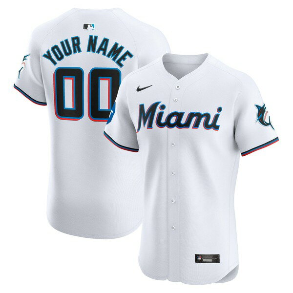 ナイキ メンズ ユニフォーム トップス Miami Marlins Nike Home Elite Custom Patch Jersey White