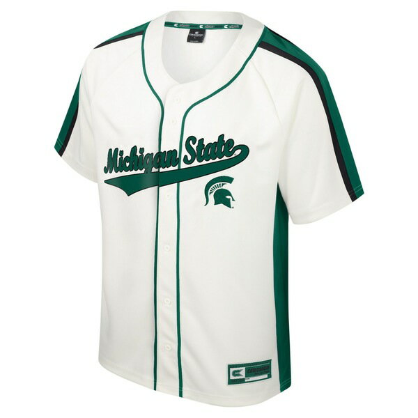 コロシアム メンズ ユニフォーム トップス Michigan State Spartans Colosseum Ruth ButtonUp Baseball Jersey Cream