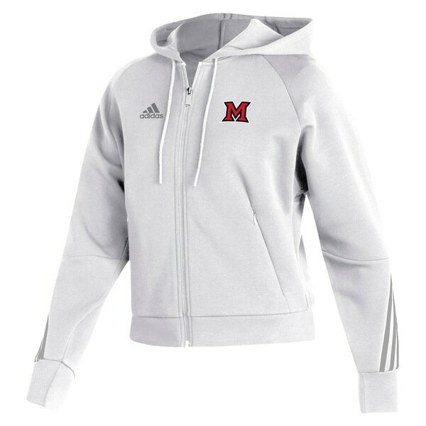 ǥ ǥ ѡåȥ  Miami University RedHawks adidas Women's Fashion Decorated FullZip Hoodie White