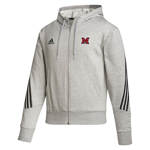 アディダス アディダス メンズ パーカー・スウェットシャツ アウター Miami University RedHawks adidas Fashion Decorated FullZip Hoodie Heather Gray