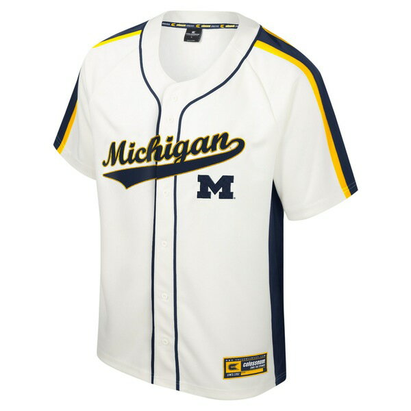 コロシアム メンズ ユニフォーム トップス Michigan Wolverines Colosseum Ruth ButtonUp Baseball Jersey Cream