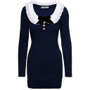 アレッサンドラ・リッチ レディース ワンピース トップス Blue Knitted Mini Dress With Embroidered Collar In Cotton Blend Woman Navy Blue