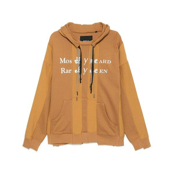 ミストリーハードレアリシーン メンズ パーカー・スウェットシャツ アウター Spliced luxury mock hoodie Brown