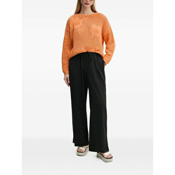 デジグアル レディース ニット&セーター アウター Flower-pattern open-knit sweater Orange