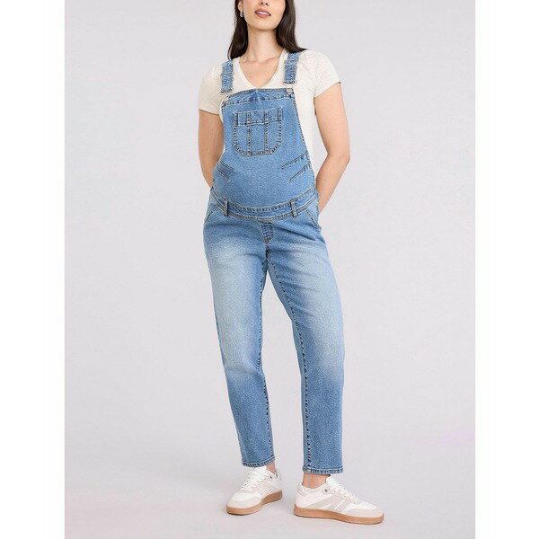 マザーフッドマタニティ レディース カジュアルパンツ ボトムス Women's Relaxed Fit Maternity Denim Overall - Motherhood Maternity Lake wash