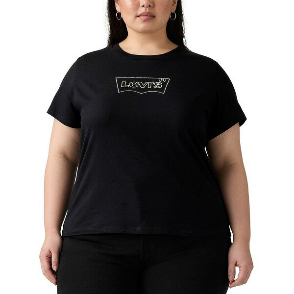 リーバイス レディース カットソー トップス Plus Size Cotton Perfect Studded Logo T-Shirt Shine Pl..