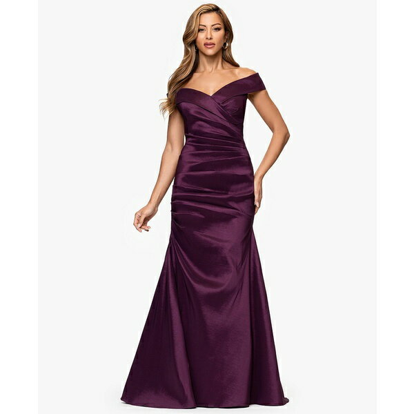 エスケープ レディース ワンピース トップス Women's Off The Shoulder Neck Long Dress Burgundy(4)