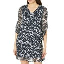 カルバンクライン レディース ワンピース トップス Chiffon Print Bell Sleeve Dress Indigo Cream