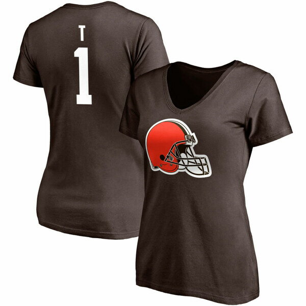 t@ieBNX fB[X TVc gbvX Cleveland Browns Fanatics Branded Women's Team Authentic Personalized Name & Number VNeck TShirt Brown