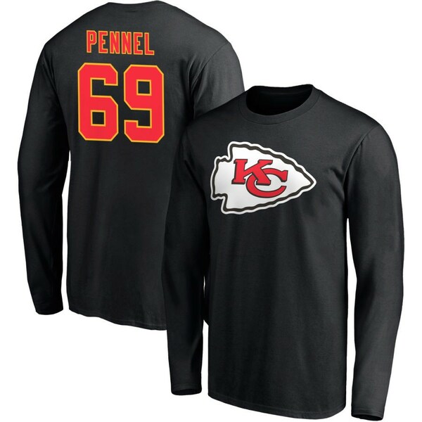 եʥƥ  T ȥåץ Kansas City Chiefs Fanatics Branded Team Authentic Logo Personalized Name &Number Long Sleeve TShirt Black