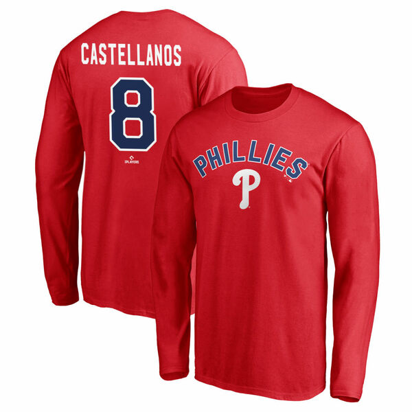 ファナティクス メンズ Tシャツ トップス Philadelphia Phillies Fanatics Branded Personalized Winning Streak Name & Number Long Sleeve TShirt Red