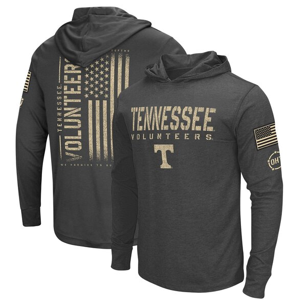 コロシアム メンズ Tシャツ トップス Tennessee Volunteers Colosseum Team OHT Military Appreciation Long Sleeve Hoodie TShirt Heather Black